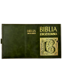 Okładka na Biblię Jerozolimską małą złocone wytłoczenia skóra zielona twarda.png