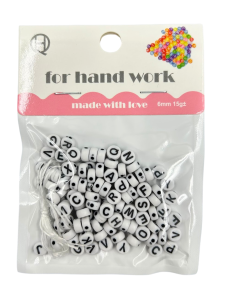 Koraliki do różańca z literkami 6 mm