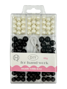 Zestaw koralików do robienia różańców czarne i białe