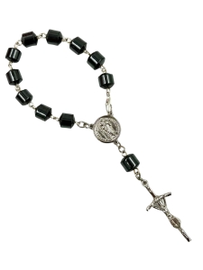 Różaniec dziesiątka św. Krzysztof hematyt walec