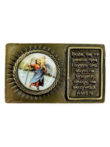 Plakietka święty Krzysztof modlitwa kierowcy 5 cm x 3 cm
