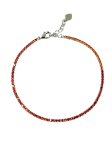 Bransoletka srebrna pomarańczowe cyrkonie 20 cm