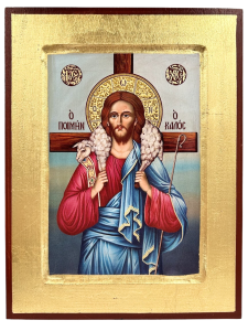 Ikona Pan Jezus Dobry Pasterz krzyż 18 cm x 23,5 cm