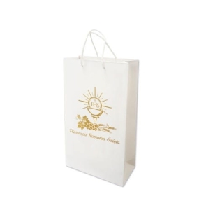 Torba prezentowa na Pierwszą Komunię Świętą 25x15x8, złocona 