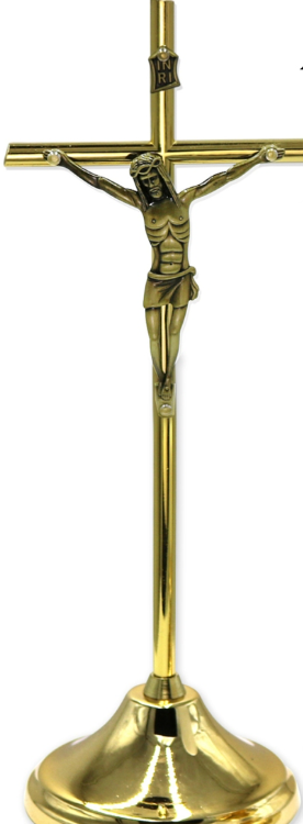 Krzyż metalowy złoty 21cm 