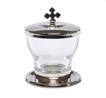 Vasculum Lawabo liturgiczne szklane srebrne 50ml 8,5cm