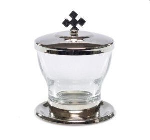 Vasculum Lawabo liturgiczne szklane srebrne 50ml 8,5cm