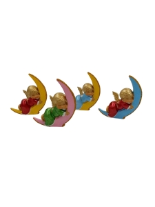 Aniołek śpiący na księżycu 9,5cm ręcznie malowany 