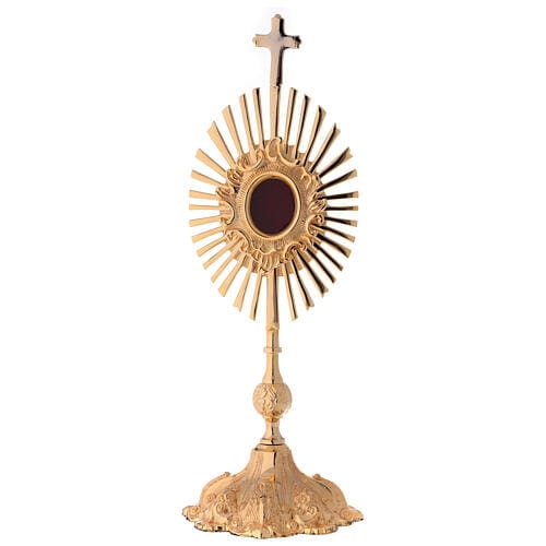 Relikwiarz pozłacany mosiężny z promieniami 35cm