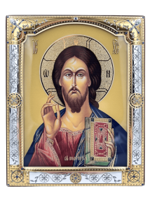 Ikona Jezus Pantokrator za szkłem 16,7x20,6 cm