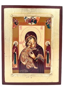 Ikona bizantyjska Matka Boża NP ze Św. Trójcą 24 x 18 cm