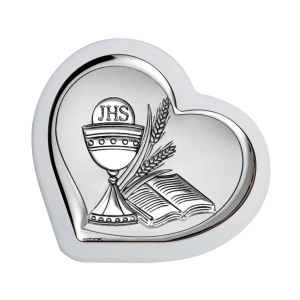 Obrazek srebrny Pamiątka I Komunii Świętej 9,2x9cm IHS 