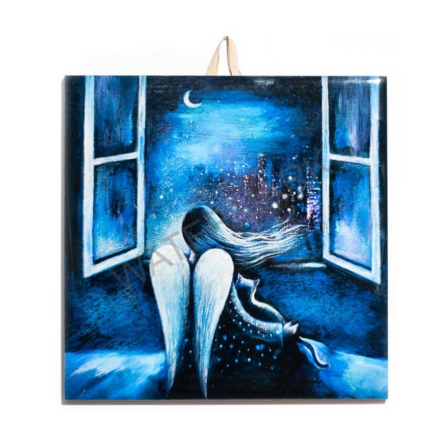 Płytka ceramiczna 10x10cm obrazek Lubię Noc 